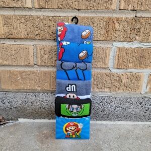 NWT Super Mario Bros. Mens Crew Socks 5 Pair 10-13